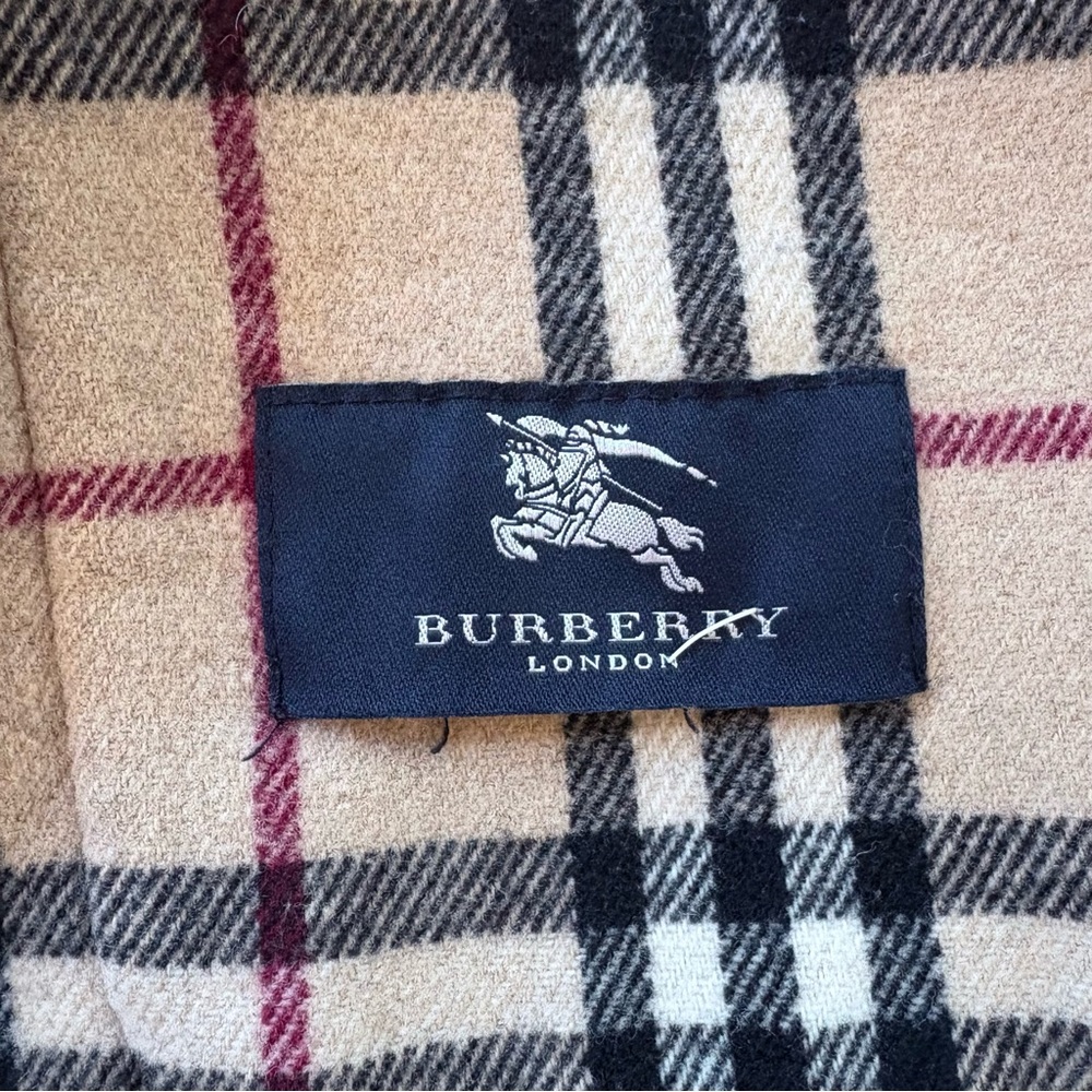 Vintage Burberry Car Coat Womens Sz 18 House Check Blue Hooded Wool Jacket - Picture 9 of 15
